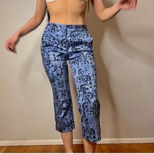 Floral Blue Cropped Pants